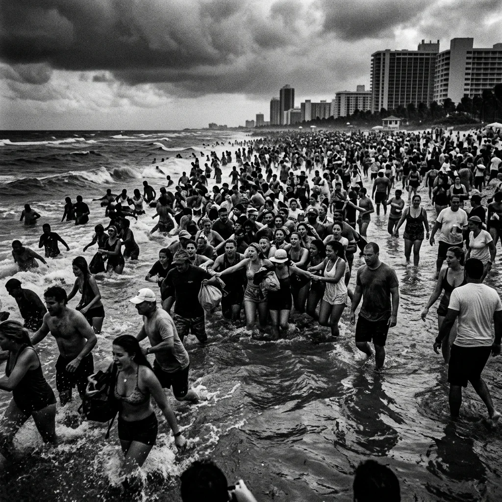 Crowded Lummus Park Beach at 2pm