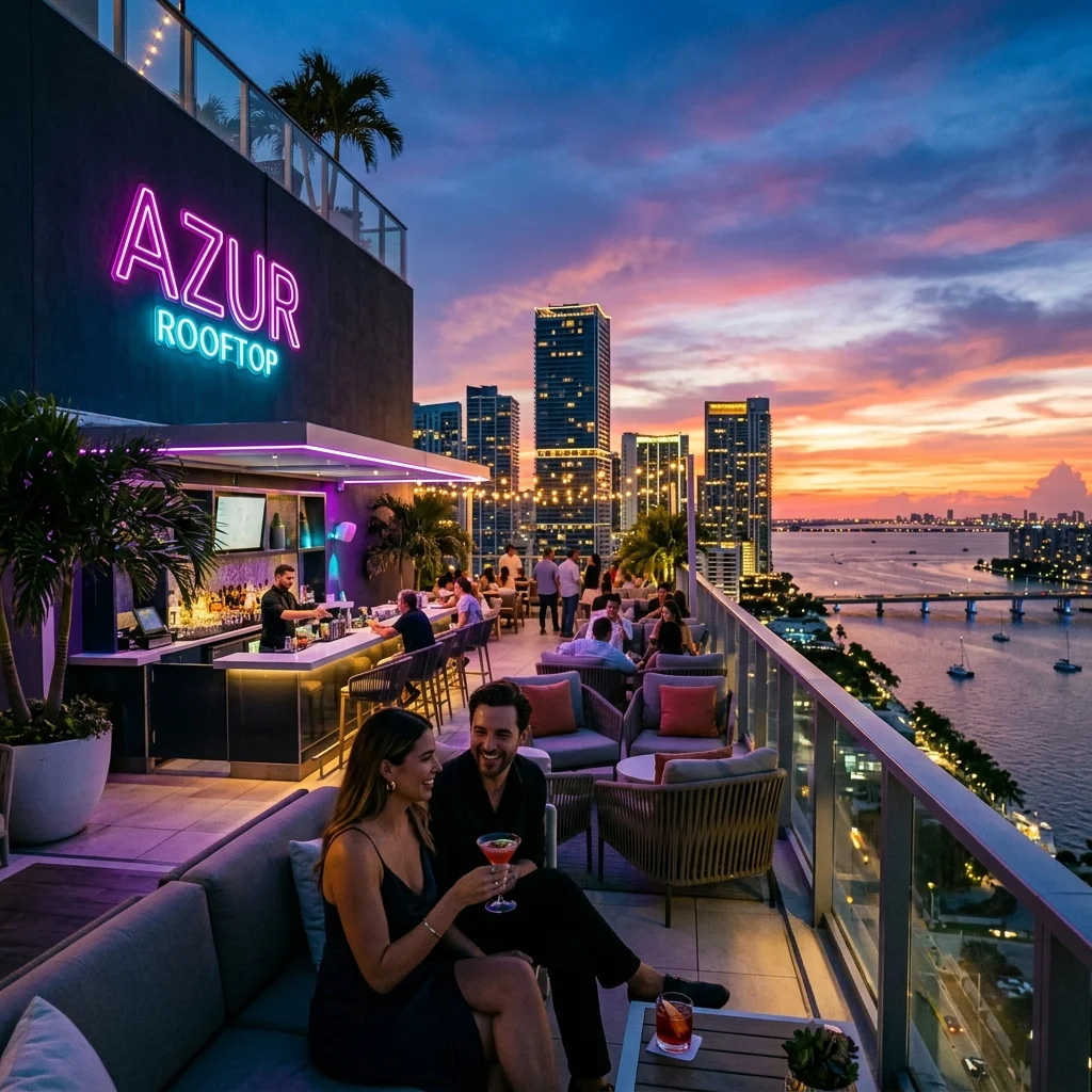 Gorgeous Miami rooftop sunset view
